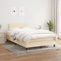 cadre de lit avec matelas crème 120x190 cm tissu