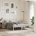 Cadre de lit métal avec tête de lit blanc 120x200 cm