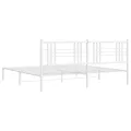 Cadre de lit métal avec tête de lit blanc 183x213 cm