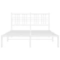 Cadre de lit métal avec tête de lit blanc 140x190 cm