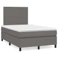 cadre de lit avec matelas gris 120x190 cm similicuir