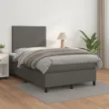 cadre de lit avec matelas gris 120x190 cm similicuir