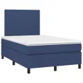 cadre de lit avec matelas bleu 120x190 cm tissu