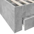 Cadre de lit et tiroirs gris béton 100x200 cm bois d'ingénierie