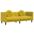 Ensemble de canapés 3 pcs avec coussins jaune velours