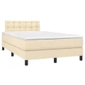 cadre de lit avec matelas crème 120x190 cm tissu