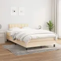 cadre de lit avec matelas crème 120x190 cm tissu