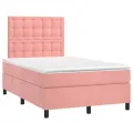 cadre de lit avec matelas rose 120x190 cm velours