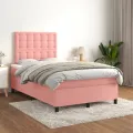 cadre de lit avec matelas rose 120x190 cm velours