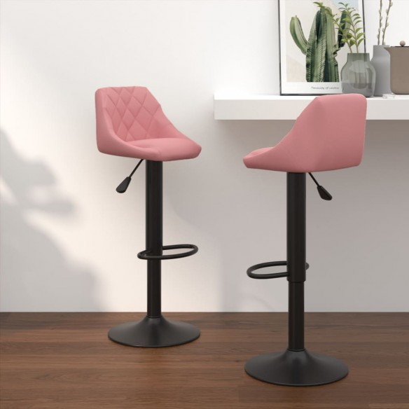 Tabourets de bar lot de 2 rose velours