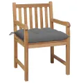 Chaises de jardin 2 pcs avec coussins gris Bois de teck massif