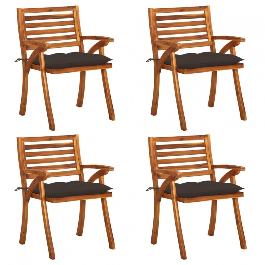 Chaises de jardin avec coussins 4 pcs Bois de teck solide