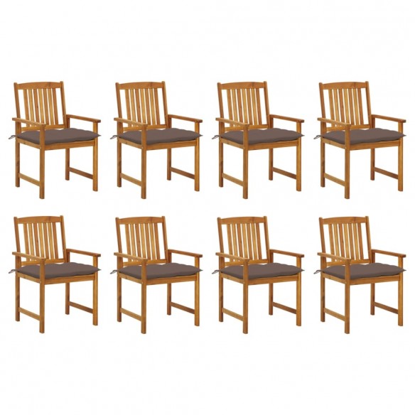 Chaises de jardin avec coussins 8 pcs Bois d'acacia solide