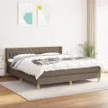 cadre de lit avec matelas Taupe 180x200 cm Tissu