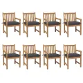 Chaises de jardin 8 pcs avec coussins anthracite Teck solide