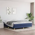 cadre de lit avec matelas Bleu 180x200 cm Tissu