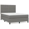 cadre de lit avec matelas Gris foncé 140x190cm Tissu