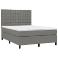 cadre de lit avec matelas Gris foncé 140x190cm Tissu