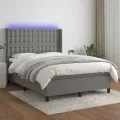 cadre de lit matelas LED Gris foncé 140x190 cm Tissu