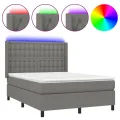 cadre de lit matelas LED Gris foncé 140x190 cm Tissu