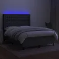 cadre de lit matelas LED Gris foncé 140x190 cm Tissu
