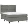 cadre de lit matelas LED Gris foncé 140x190 cm Tissu