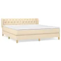 cadre de lit avec matelas Crème 160x200 cm Tissu