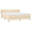 cadre de lit avec matelas Crème 160x200 cm Tissu