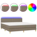 cadre de lit avec matelas LED Taupe 180x200 cm Tissu