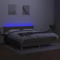 cadre de lit avec matelas LED Taupe 180x200 cm Tissu