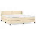 cadre de lit avec matelas Crème 180x200 cm Tissu