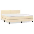 cadre de lit avec matelas Crème 180x200 cm Tissu