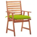 Chaises à dîner d'extérieur 2 pcs avec coussins Acacia massif