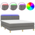 cadre de lit et matelas et LED Gris foncé 140x200 cm