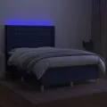 cadre de lit matelas et LED Bleu 140x200 cm Tissu
