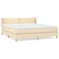 cadre de lit avec matelas Crème 180x200 cm Tissu