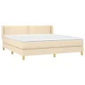 cadre de lit avec matelas Crème 180x200 cm Tissu