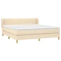 cadre de lit avec matelas Crème 180x200 cm Tissu