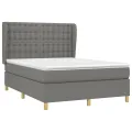 cadre de lit avec matelas Gris foncé 140x190cm Tissu