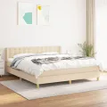 cadre de lit avec matelas Crème 180x200 cm Tissu