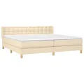 cadre de lit avec matelas Crème 180x200 cm Tissu