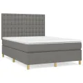 cadre de lit avec matelas Gris foncé 140x200cm Tissu