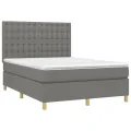 cadre de lit avec matelas Gris foncé 140x200cm Tissu