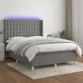 cadre de lit matelas LED Gris foncé 140x200 cm Tissu
