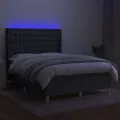 cadre de lit matelas LED Gris foncé 140x200 cm Tissu