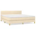 cadre de lit avec matelas Crème 180x200 cm Tissu