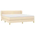 cadre de lit avec matelas Crème 180x200 cm Tissu
