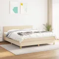 cadre de lit avec matelas Crème 180x200 cm Tissu