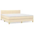 cadre de lit avec matelas Crème 180x200 cm Tissu