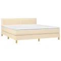 cadre de lit avec matelas Crème 180x200 cm Tissu